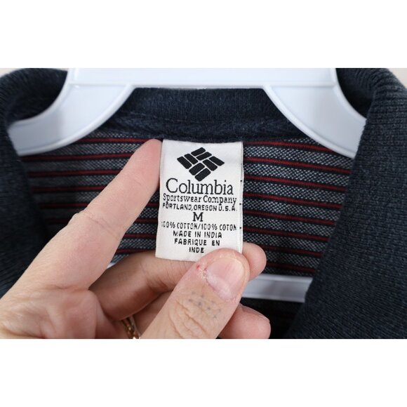 Vintage 90s Columbia Golf Mens Medium Faded Spell Out Striped Knit Polo Shirt - Picture 11 of 14